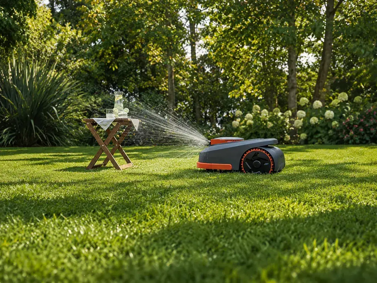 Segway Navimow robotfűnyíró működés közben gondozott kertben